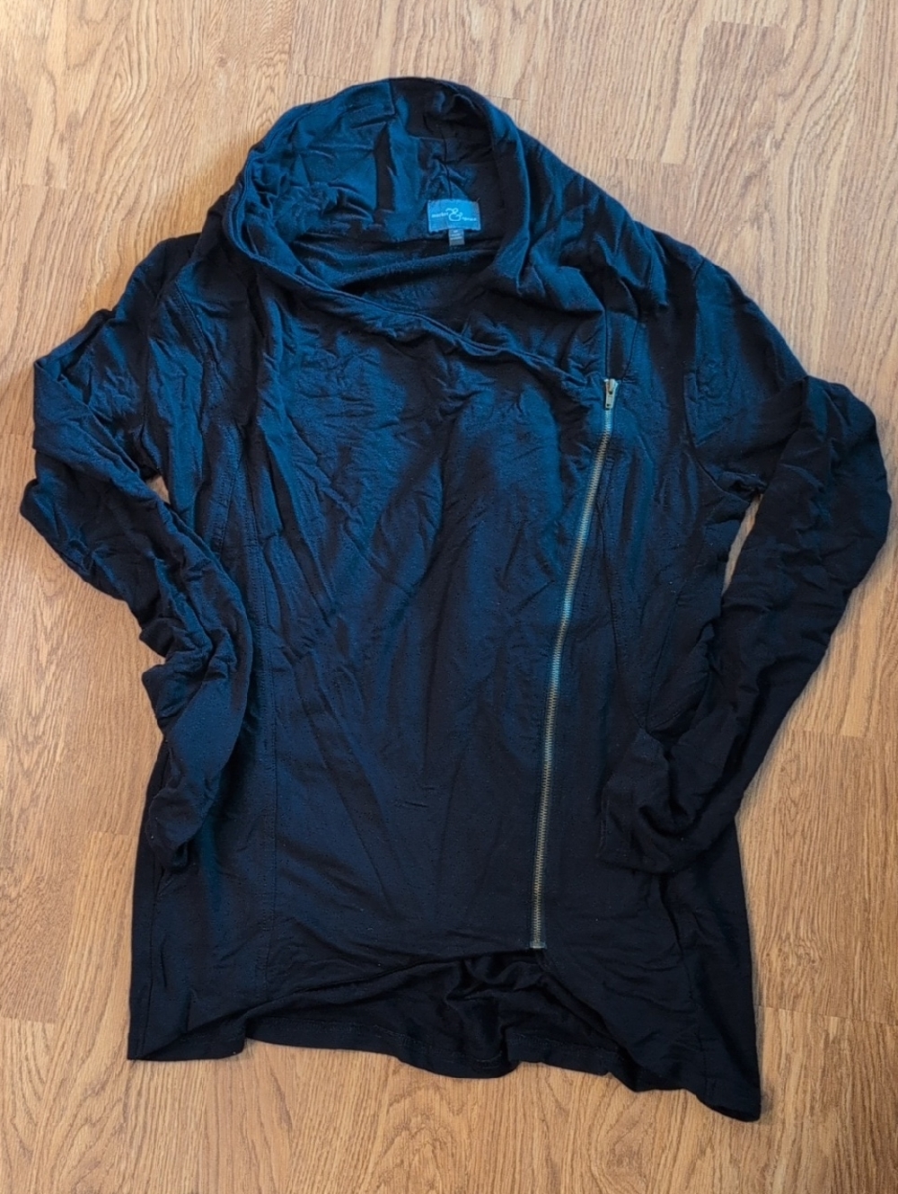 Market & Spruce Black Asymmetrical Zip Utility Jacket - Lightweight
